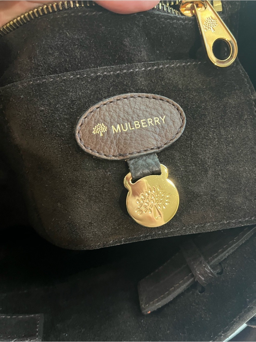 MULBERRY CHOCOLATE CROC EMBOSSED SUEDE BAYSWATER - Picture 9 of 11